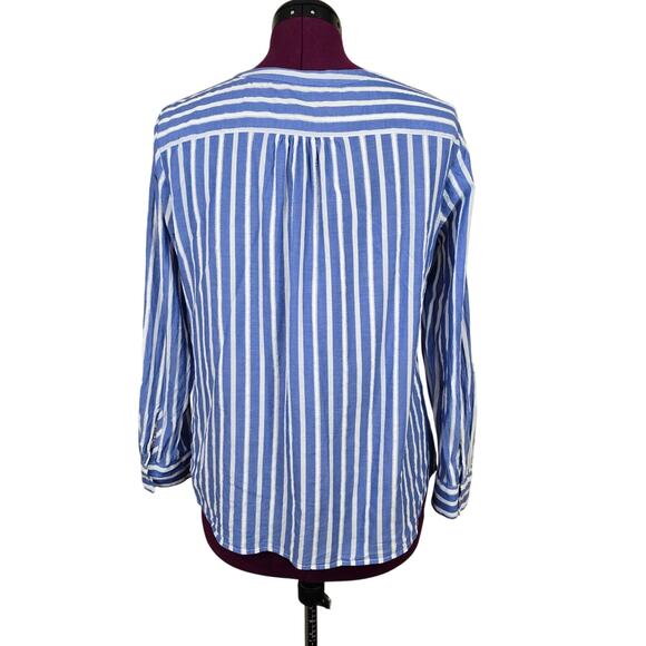 Women's Talbots Blue Striped Blouse w/ Crochet Detail | Size XL Petite - Picture 3 of 11